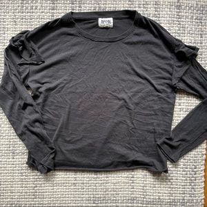 Nation LTD Grey Ruffle Long Sleeve Tee Size Medium